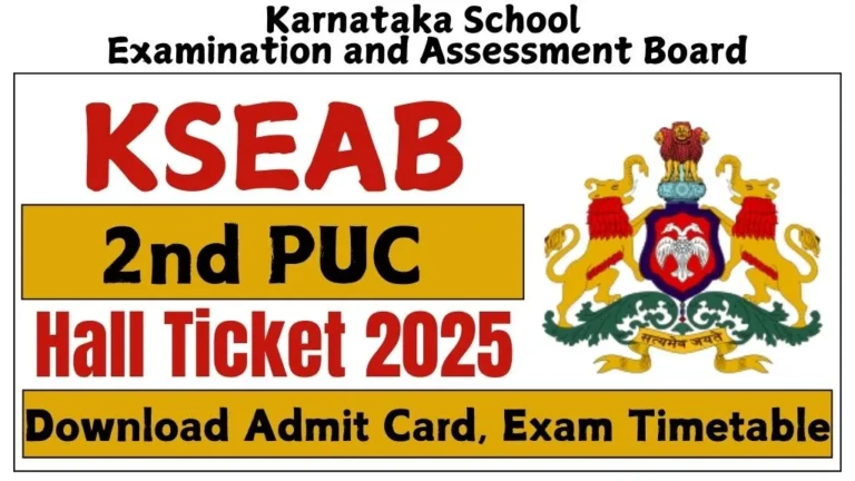 KSEAB 2nd PUC Hall Ticket 2025